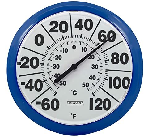 Springfield 8" Indoor/Outdoor Dial Thermometer, Blue