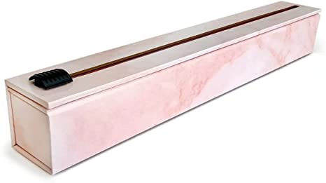 ChicWrap Rose Marble Parchment Paper Dispenser with 15"x 33" (42 Sq. Ft) Roll of Culinary Parchment Paper - Reusable Dispenser with Slide Cutter