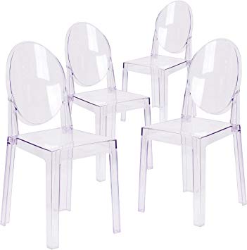 Flash Furniture 4 Pk. Ghost Chair with Oval Back in Transparent Crystal