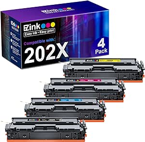 E-Z Ink (TM Compatible Toner Cartridge Replacement for HP 202X 202A CF500X CF500A to use with Color Laserjet Pro MFP M281fdw M281cdw M281fdn M254dw M254 M281 (Black Cyan Yellow Magenta, 4-Pack)