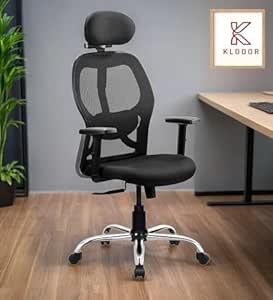 KLODOR ™ Premium Matrix High Back Ergonomic Chair for Office, Study, Work from Home with Breathable Mesh, Adjustable Height & Armrest, Tilt Mechanism, 360º Swivel and Chrome Base (MATRIX HIGH BACK)