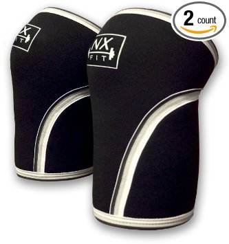 Knee Sleeves (1 Pair) - 7mm High Performance Knee Support For Weight Lifting, Powerlifting - Best Knee Braces - Provides Compression, Warmth & Support - For Men and Women