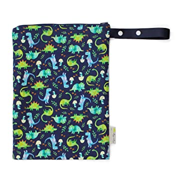 Itzy Ritzy Sealed Wet Bag with Adjustable Handle - Washable & Reusable Wet Bag with Water Resistant Lining Ideal for Swimwear, Diapers, Gym Clothes & Toiletries; Measures 11" X 14", Dinosaur, Medium