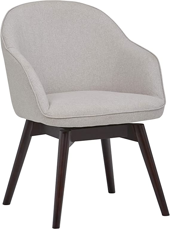 Amazon Brand – Rivet Vern Contemporary Round-Back Swivel Dining Chair with Arms, 23"W, Felt Grey