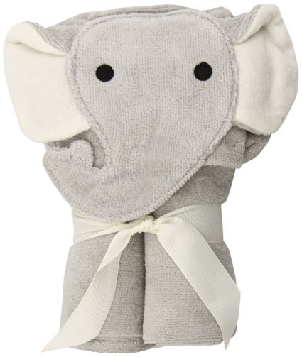 Elegant Baby Bath Time Gift Hooded Towel Wrap, Gray Elephant