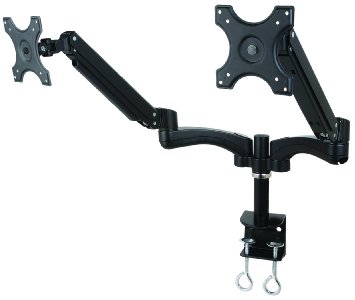 GSA12D Gas Spring Desk Mount Dual LCD Monitor Arm Stand w vesa bracket and monitor arms free updown and leftright motion