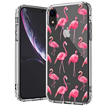 MOSNOVO iPhone XR Case, Clear iPhone XR Case, Tropical Flamingo Pattern Clear Design Transparent Plastic Hard Back Case with Soft TPU Bumper Protective Case Cover for Apple iPhone XR