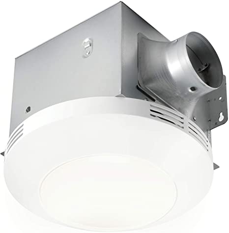 Homewerks Worldwide 7117-01-WH Bathroom Integrated LED Light Ceiling Mount Exhaust Ventilation 1.1 Sones 80 CFM, Bath Fan White