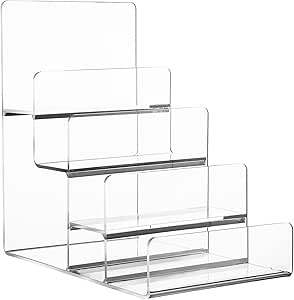 DOITOOL 4- Tier Acrylic Wallet Display Stand Holder, Handbag Purse Display Stand Jewelry Display Riser Purse Handbag Organizer, 6.1"L x 3.9"W x 6.3"H