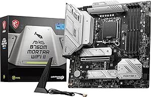 MSI MAG B760M Mortar WiFi II Gaming Motherboard (Supports 12th/13th/14th Gen Intel Processors, LGA 1700, DDR5, PCIe 5.0, M.2, 2.5Gbps LAN, USB 3.2 Gen2, Wi-Fi 6E, mATX)