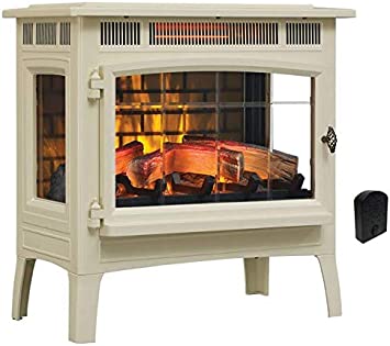 Duraflame Electric Infrared Quartz Fireplace Stove with 3D Flame Effect, Cream & Crackler