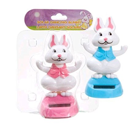 4 1/2 Plastic Solar-Powered Dancing Bunny Pack of 2 (Blue & Pink) [Kitchen] by Greenbrier