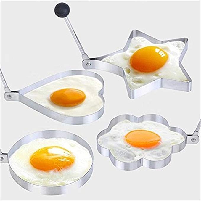 SMO Thick stainless steel Kitchen stove Fried Egg Poacher Pancake Poach Ring with handles- 4 pieces