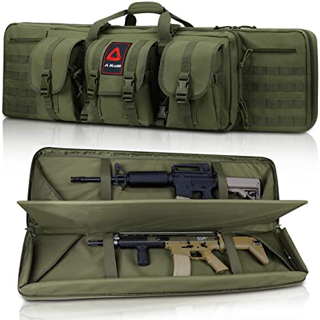 A-Maker Double Long Soft Rifle Case,【American Classic】 Outdoor Tactical Carbine Rifle Bag, Pistol Bag and Multi-Function Gun Case, Lockable Zipper, Easy to Transport and Store