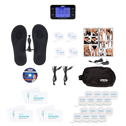 DR-HO'S Pain Therapy System Pro TENS Machine and EMS for Pain Relief and Full Body Pain Management - Deluxe Package (Includes Travel Foot Therapy Pads, Additional Small and Large Gel Pads and More)