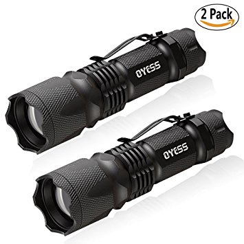 Pocket LED Bright Tactical Flashlight - 300 High Lumens Compact Handheld Small Strobe Super Strong Ultra light Mini Handy New Torch by OYESS (Black-2PACK)