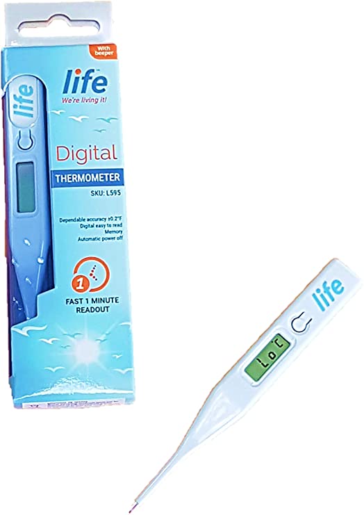 LIFE Healthcare Digital Thermometer for Adults and Children, Fast 60-Second Reading