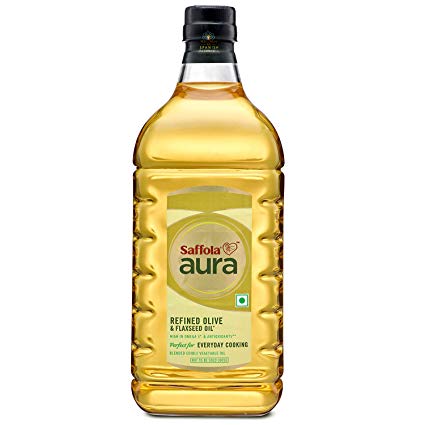 Saffola Aura Refined Olive and Flaxseed Oil, 2L