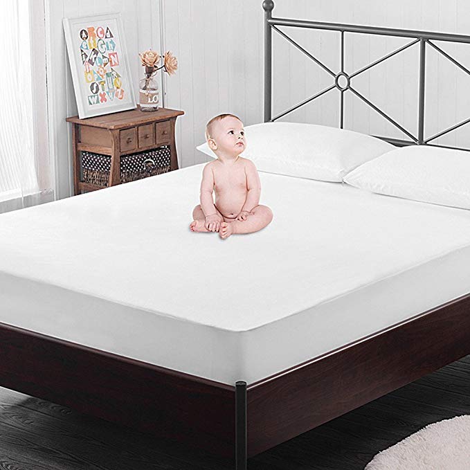 OYO BABY Waterproof Mattress Protector Hypoallergenic Single Bed Cover (White, 72"x36"xSkirting 12")