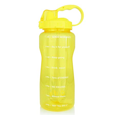 BuildLife Motivational Gallon Water Bottle 64OZ/128OZ with Unique Timeline/Measurements/Goal Marked Times for Measuring Your Daily Water Intake, Large BPA Free Non-Toxic Water Jug