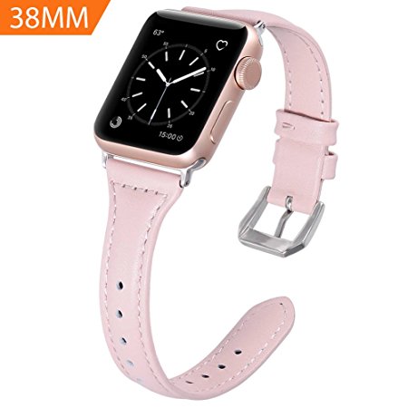 Karei Apple Watch Band 38mm, Retro Top Grain Genuine Leather Replacement Strap with Stainless Steel Clasp for iWatch Series 3,Series 2,Series 1,Sport, Edition