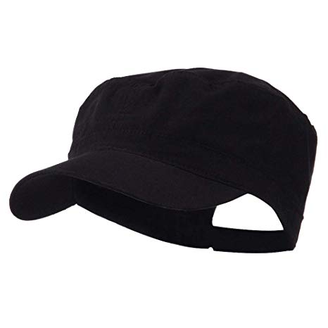 Big Size Adjustable Cotton Ripstop Army Cap - Black (for Big Head)