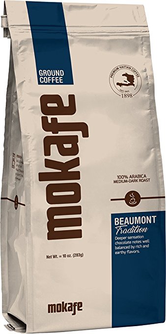 Mokafe Beaumont Tradition - Ground Organic Gourmet Coffee - Medium Dark Roast Premium Haitian - 100% Exotic Arabica