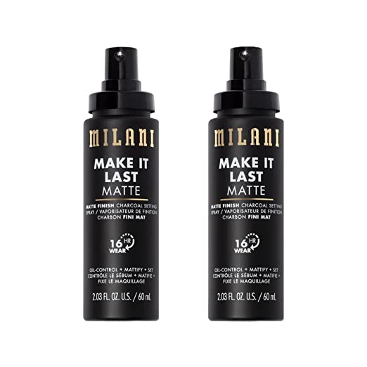 Milani Make it Last Charcoal Matte Setting Spray- Cruelty-Free Makeup Primer and Setting Spray for Oily Skin - Long Lasting Finishing Spray - 2 Pack