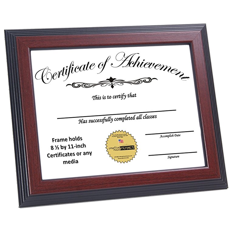 CreativePF [ZTQP-8.5x11mh] Mahogany Document Frame Displays 8.5 by 11-inch Certificate, Graduation, University, Diploma Frames with Stand & Wall Hanger