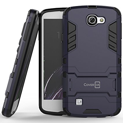 LG Optimus Zone 3 Case, LG Rebel Case, CoverON [Shadow Armor Series] Hard Slim Hybrid Kickstand Phone Cover Case for LG Optimus Zone 3 / Rebel - Navy Gray & Black