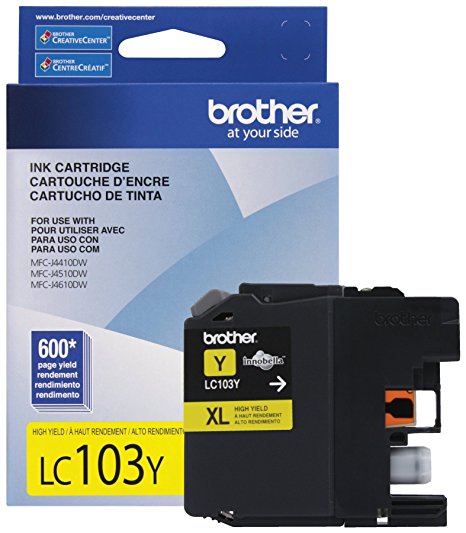 Brother Printer LC103Y High Yield Cartridge Ink, Yellow