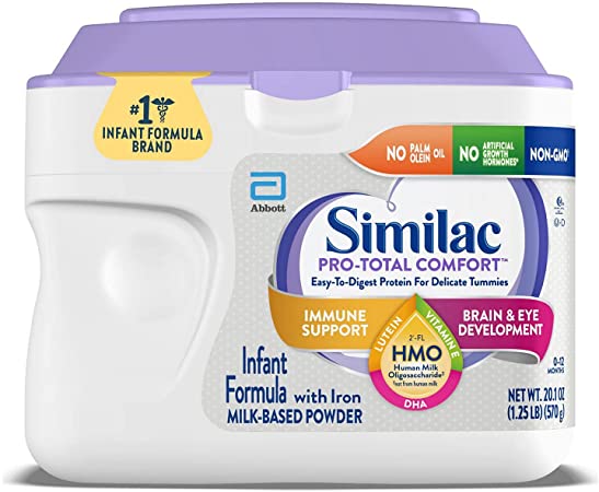 Similac Pro-Total Comfort Infant Baby Easy to Digest Formula Powder, with Iron, with 2’-FL HMO for Immune Support, Non-GMO, Gentle, 20.1-oz Tub