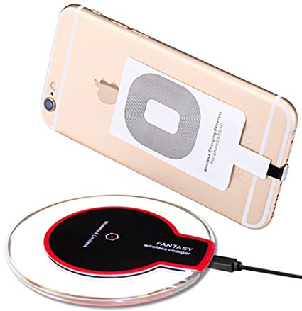 Wireless Charger, Qi Wireless Charging Pad for for iPhone 5 5S 5C 6 6S 6 Plus 6S Plus 7 7 Plus, Samsung Galaxy S7/S7 Edge,S6/S6 Edge HTC NOKIA,Universal For All Qi-Enabled Devices (Black/red)