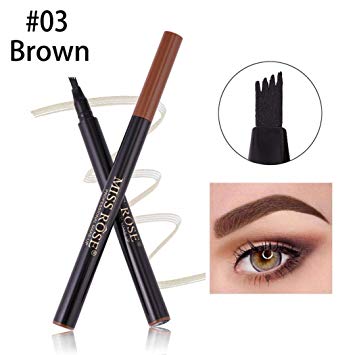 Halffle Miss Rose Tattoo Eyebrow Pen Long-Lasting Waterproof Eyebrow Pencil with a Micro-Fork Tip for Eyes Makeup (Brown)