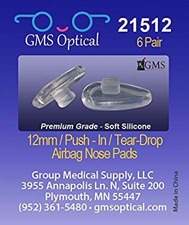 GMS Optical Air Bag Push-In Nose Pads (12mm, 6 pair)