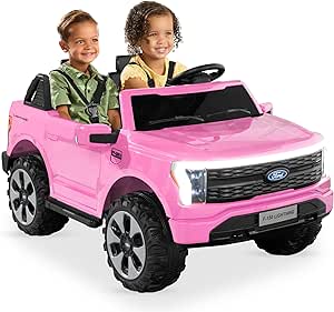 Best Choice Products Kids 24V 2-Seater Electric Ride On Car Officially Licensed Ford Lightning Truck w/Parent Control, Bluetooth, LED Lights - Pink