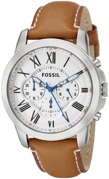 Fossil Men's FS5060 Grant Stainless Steel Watch with Brown Leather Band