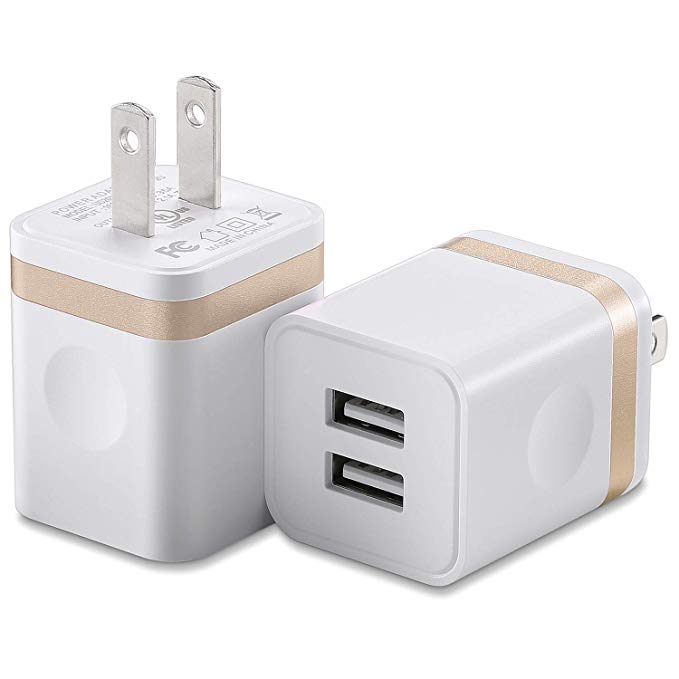 HI-CABLE USB Wall Charger, (UL Certified) 2-Pack 2.1A/5V Dual Port USB Plug Power Adapter Charging Block Cube Compatible with iPhone XS/9/X/8/7/6/6S Plus SE/5S/4S, iPad, Samsung, Android Cell Phones