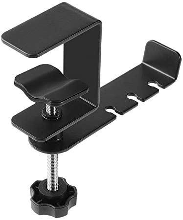 Mosiso Universal Headphone Hanger, Gaming Headset Hook Iron Earphone Holder Stand Space-Saving Desk Mount with Adjustable & Rotating Screw Clamp for Bag/Umbrella/Small Items, Home/Office, Black