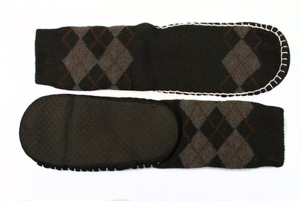 Men Knitted Argyle Slipper Socks with Slip-Resistant Bottom Sole