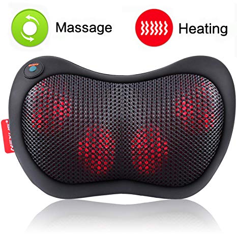 Neck Massager Pillow with Heat - Shiatsu Massager for Back, Shoulders, Foot, Legs, Foot - Relieve Muscle Pain, for Travel, Office, Home, Car