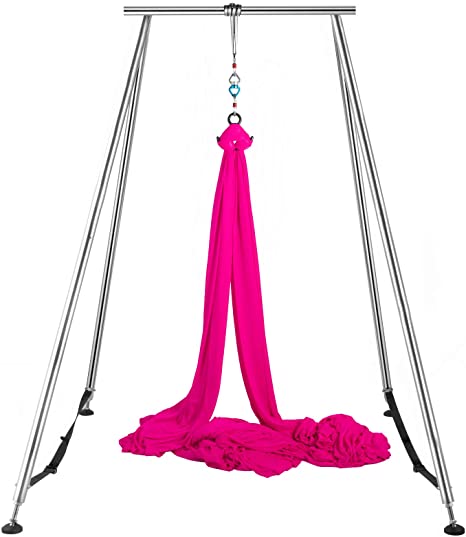 Happybuy Yoga Sling Inversion, 68lbs Inversion Yoga Swing Stand, 551lbs/250kg Aerial Yoga Frame with Yoga Swing Inversion Sling Body Yoga Trapeze Yoga Trapeze Bundle Safety Belts