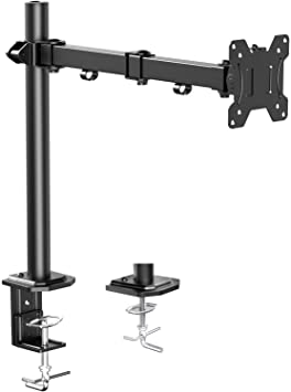 HUANUO 13”- 32” Single Monitor Mount, Height Adjustable Arm for LCD LED Screens, 2 Mounting Options, VESA Dimensions 75/100, Weight Capacity up to 10kg