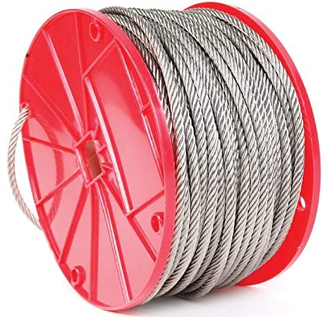 Koch 016161 Cable, 7 by 19 Construction, Trade Size 3/16 by 125 Feet, Stainless Steel