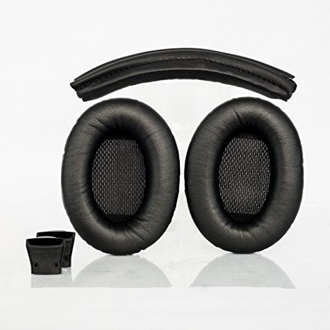 Replacement Ear pads and Headband Cushion pad for Bose Quiet Comfort 2 (QC2) and Quiet Comfort 15 with original style QC2/15 Black scrims and BRAND NEW AHG blue/black scrims with L and R lettering - HEADBAND IS ONLY COMPATIBLE WITH QC2/QC15 HEADPHONES!
