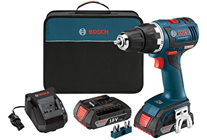 Bosch DDS182-02 18-volt Brushless 1/2-Inch Compact Tough Drill/Driver with 2.0Ah Batteries, Charger and Case