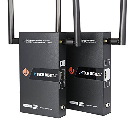 J-Tech Digital HDbitT Series 1X2 Wireless HDMI Extender 200M/660 Ft Two Antenna Supporting 1920x1080 1080P with IR Repeating