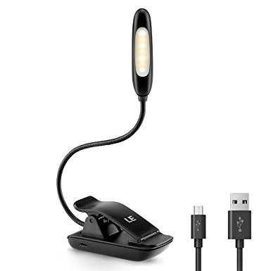 LE Rechargeable 7 LED Book Light, Portable Eye-Care Reading Lamp with Clip, Easy clip on Reading Light with 3-level Brightness, 3 Color Temperature, Perfect for Kindle,Book, iPad, Desk