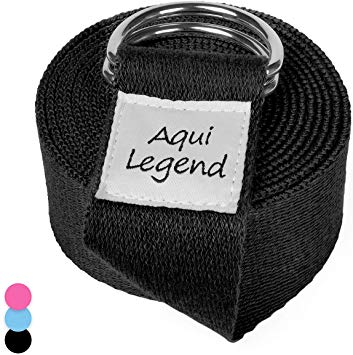 Aqui Legend Yoga Strap for Stretching (6/8/10ft,2.2mm) with Adjustable D Ring Buckle, Flexibility Exercise Straps Belt for Physical Therapy & Daily Stretching & Yoga & Pilates