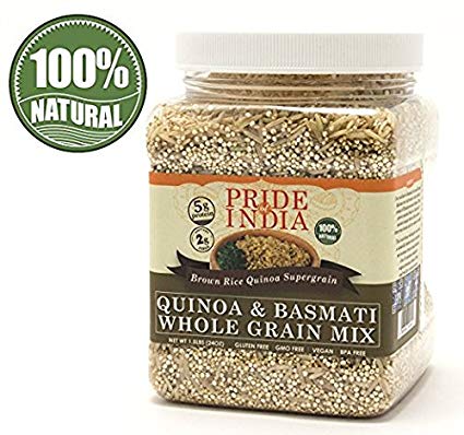 Pride Of India - Quinoa & Basmati Whole Grain Mix - Brown Rice Quinoa Supergrain, 3 Pound Jar